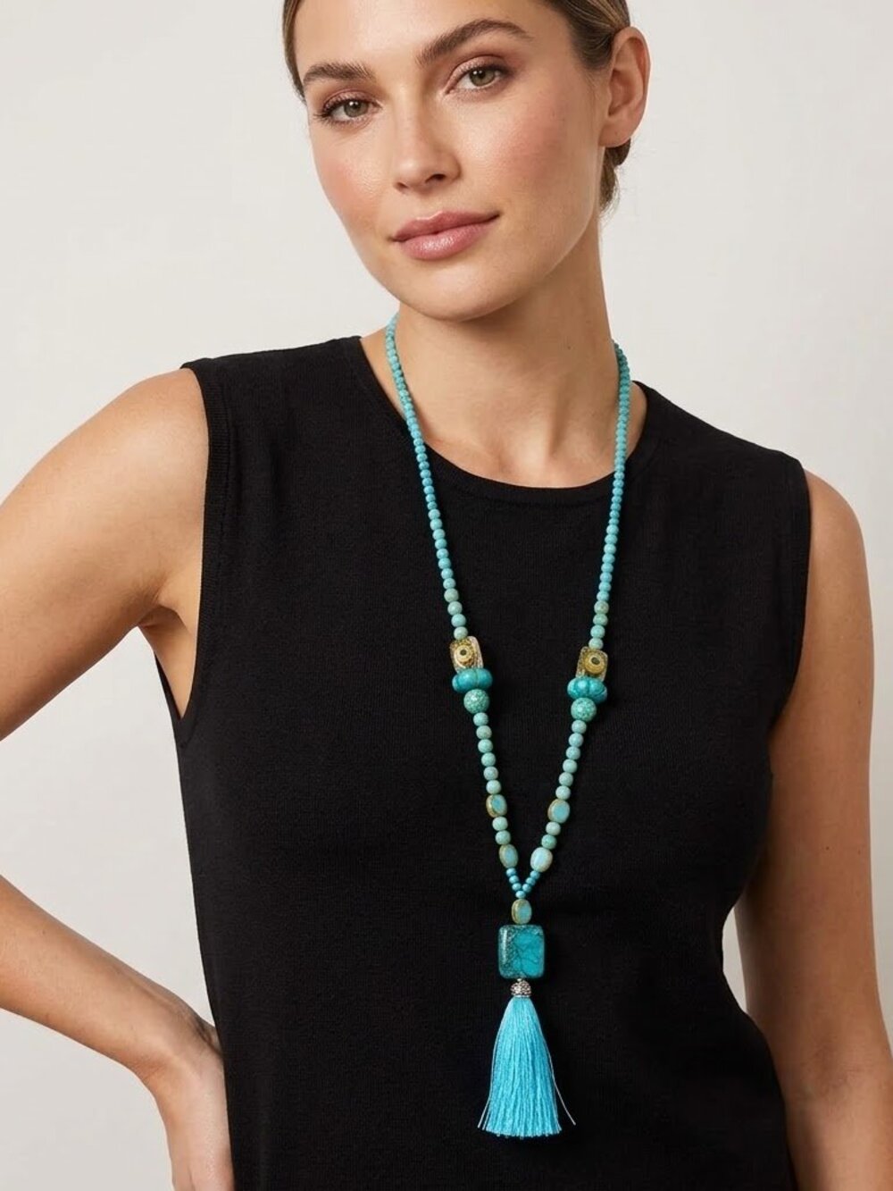 Turquoise handmade necklace 20in